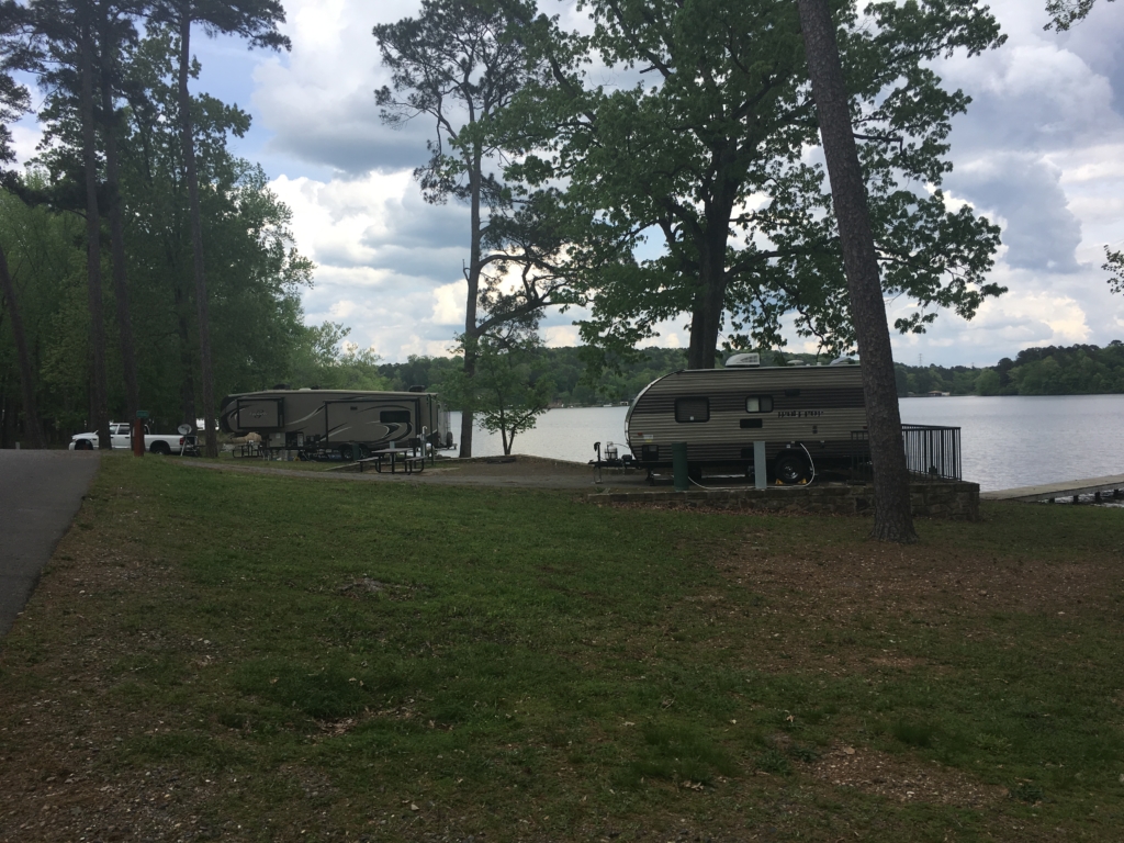 Campers parked next to one another at Lake Catherine State Park