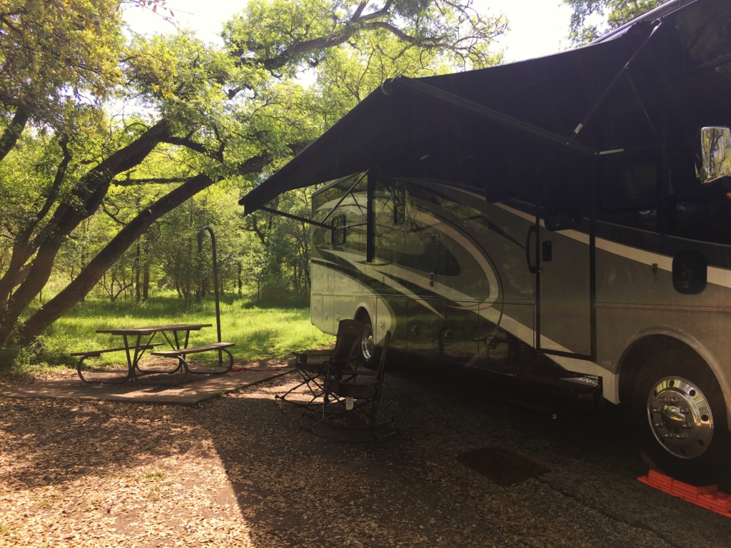 Photograph of our camp site at McKinney Falls State Park