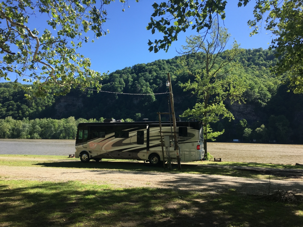 Campsite at New River Campground in Gauley Bridge, West Virginia