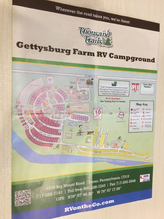 Map of Gettysburg Farm campground