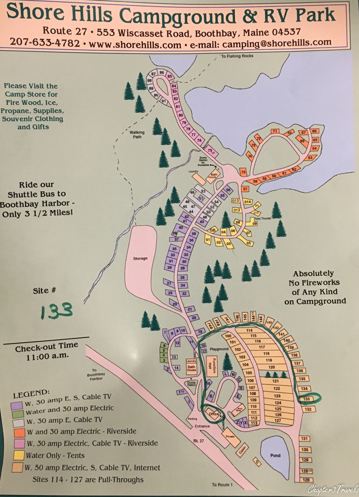 Campground map for Shore Hills Campground