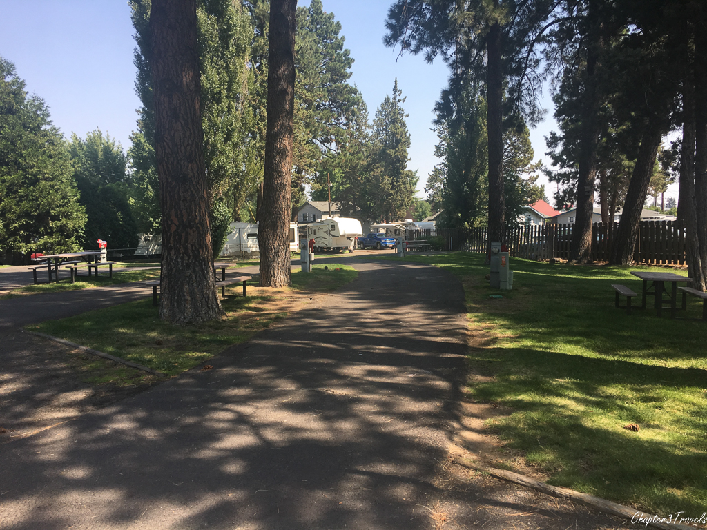Campsites at Scandia RV Park in Bend, Oregon