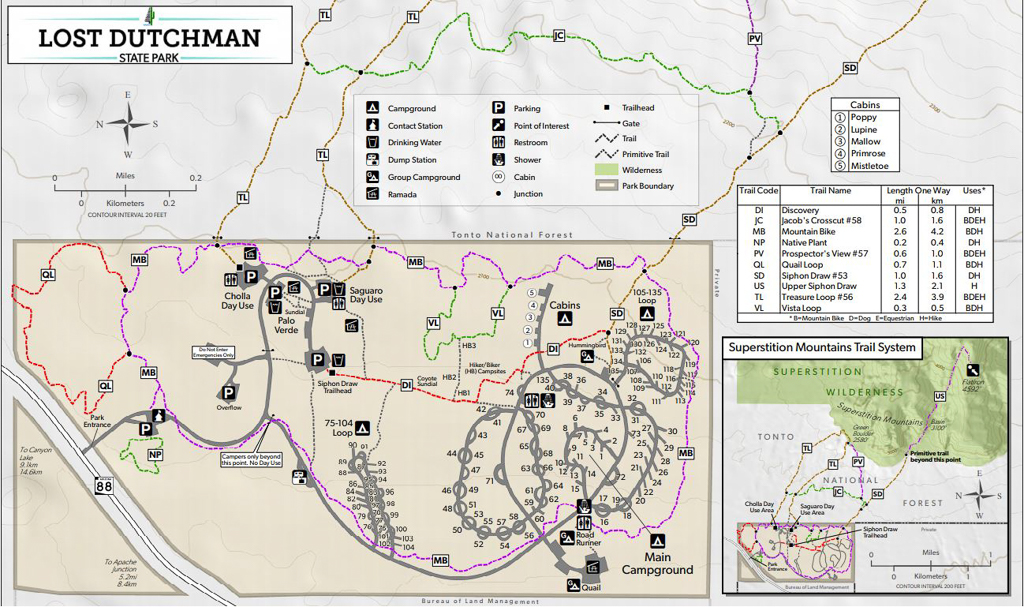 Lost Dutchman State Park Map