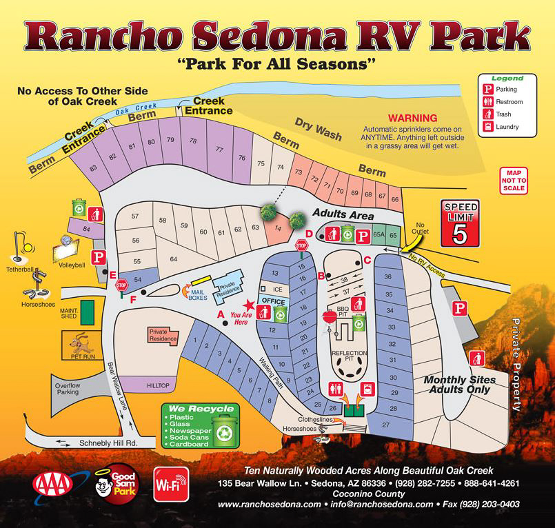 Park map for Rancho Sedona RV Park